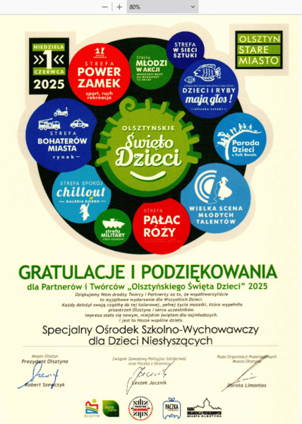 Dzień Dziecka podziękowanie
